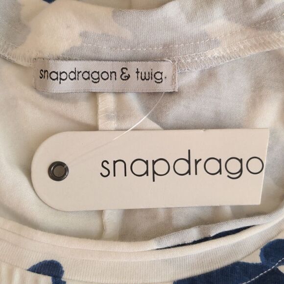 Snapdragon & Twig Small White Dress with Blue Splatter design, NEW - Picture 9 of 12